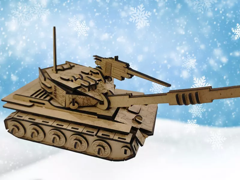 Army Tank 3D Model Puzzle | Wood Laser Cut