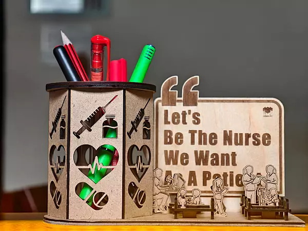 Nurses Inspirational Desk Organizer | Wooden Laser Cut 3D design